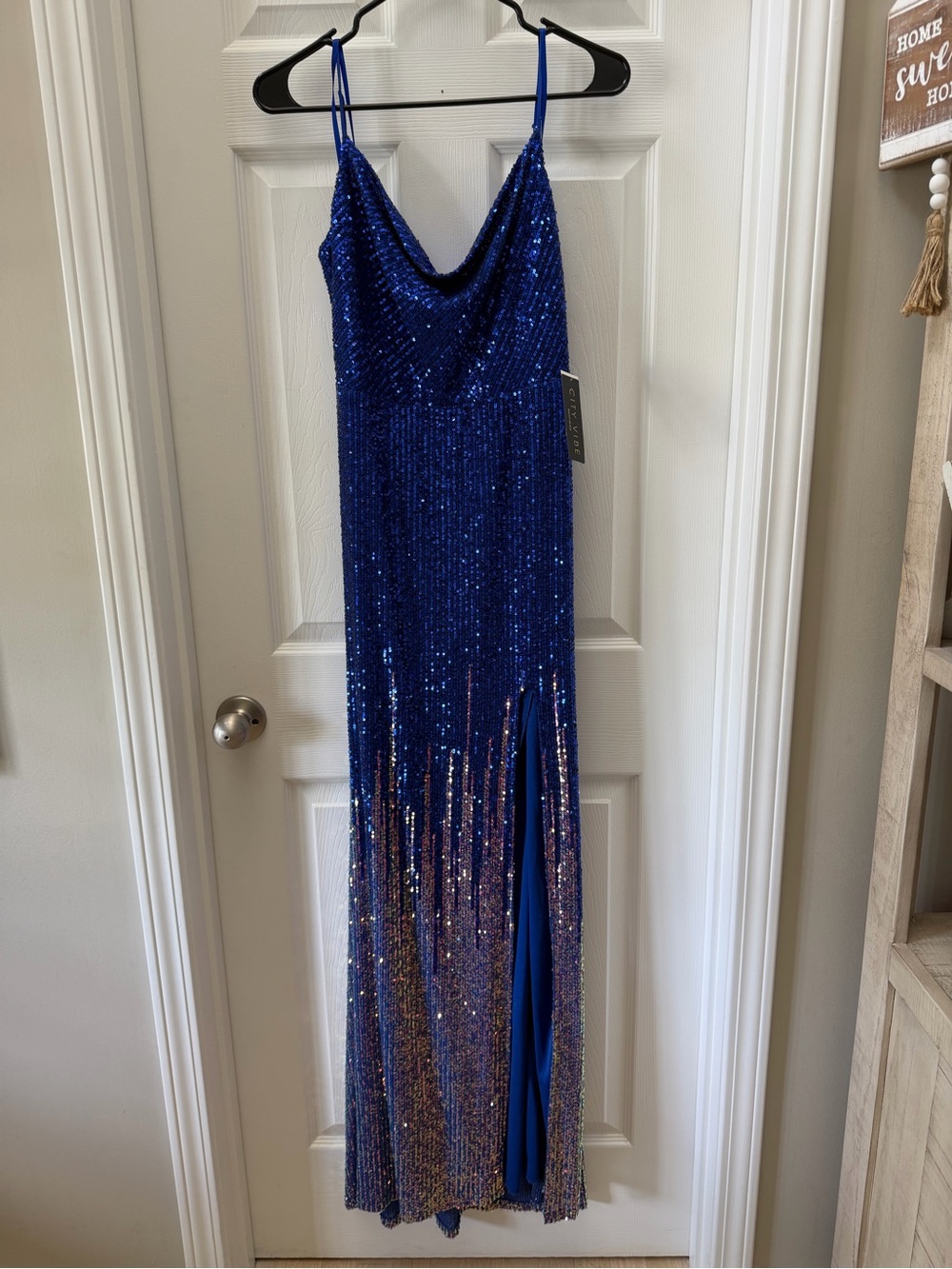 Sequin Evening Gown - Royal Blue
